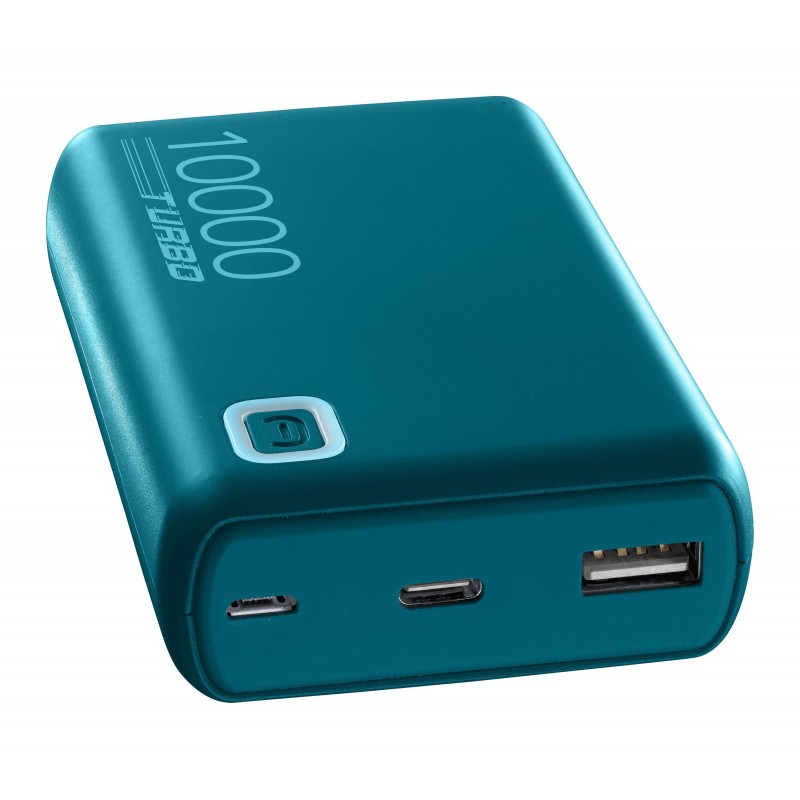 POWER BANK CELLULARLINE ESSENCE TURBO 10000mAH 20W 3 PORTE USB - Micro USB - USB C BLUE
